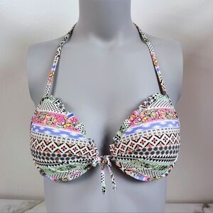 Victoria's Secret Multicolor Geo Print Push Up Underwire Bikini Bra Top, 32C